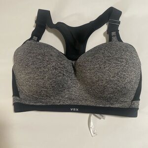 Victoria's Secret VSX Sport Bra 34DDDBlack/Gray Padded Racerback Cushioned Wired